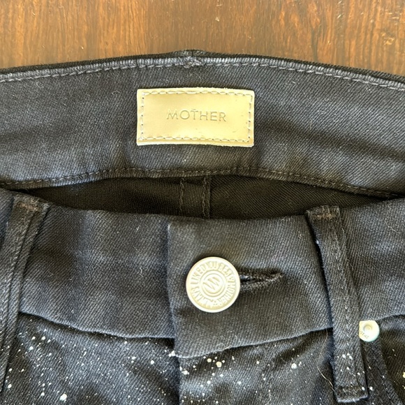 Mother black denim pants w/ white paint splatter - Picture 2 of 4